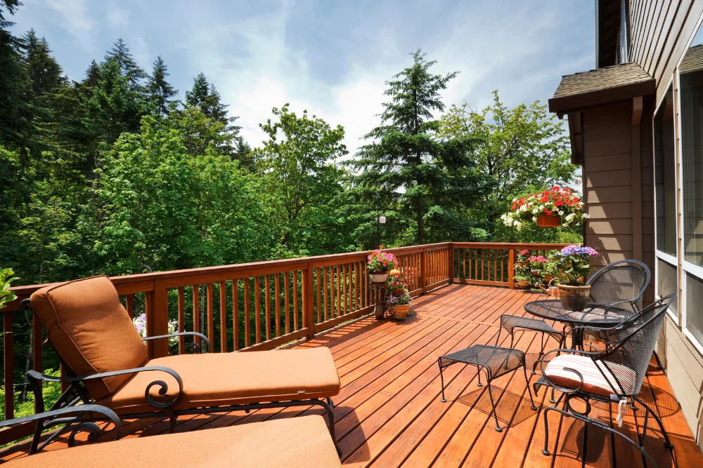 Wood deck matching railings NC Foothills North Carolina - The Foothills Deck Company