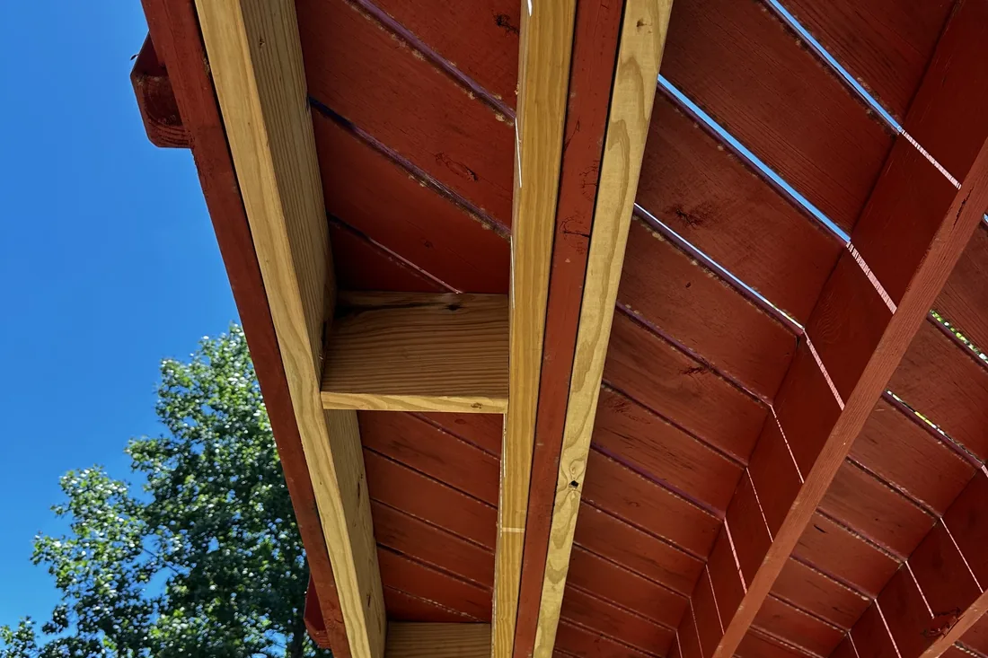 Elevated deck framing and joist detail showing quality construction NC Foothills — The Foothills Deck Company